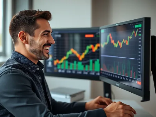 Person looking confidently at a stock chart